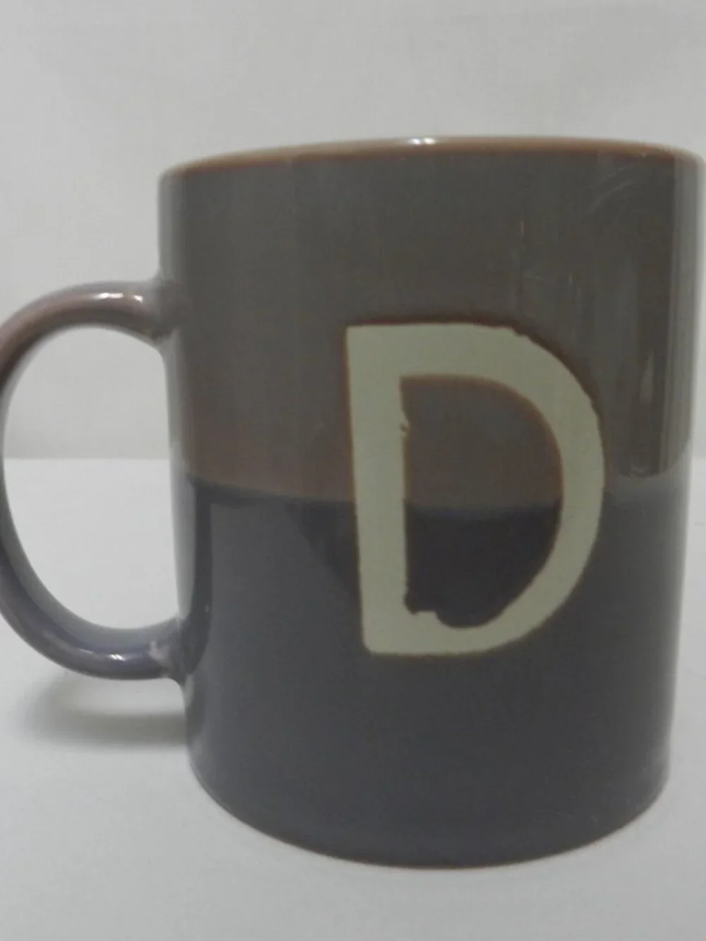 Sur La Table Color Block Monogram D Mug Cup 15oz purple dish micro safe NEW NWT